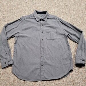 Eddie Bauer Shirt Men XL Grey Flannel Button Up Long Sleeve Outdoors Hiking Camp